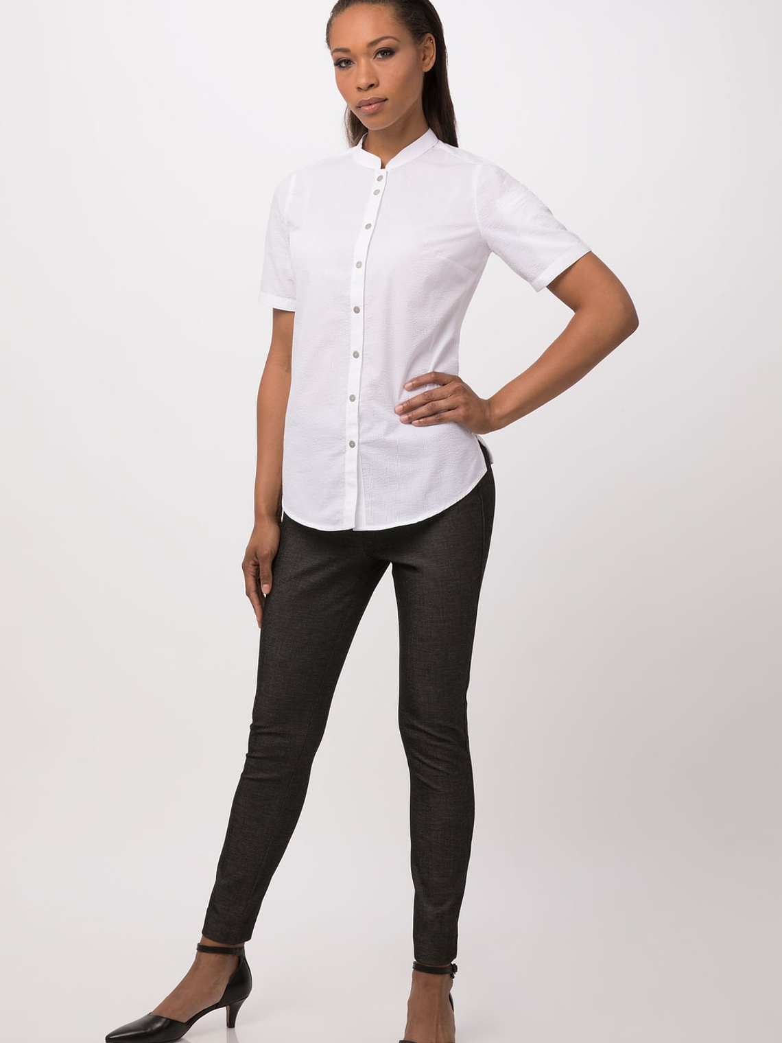 Blusa Chef Works Seersucker Blanca  4