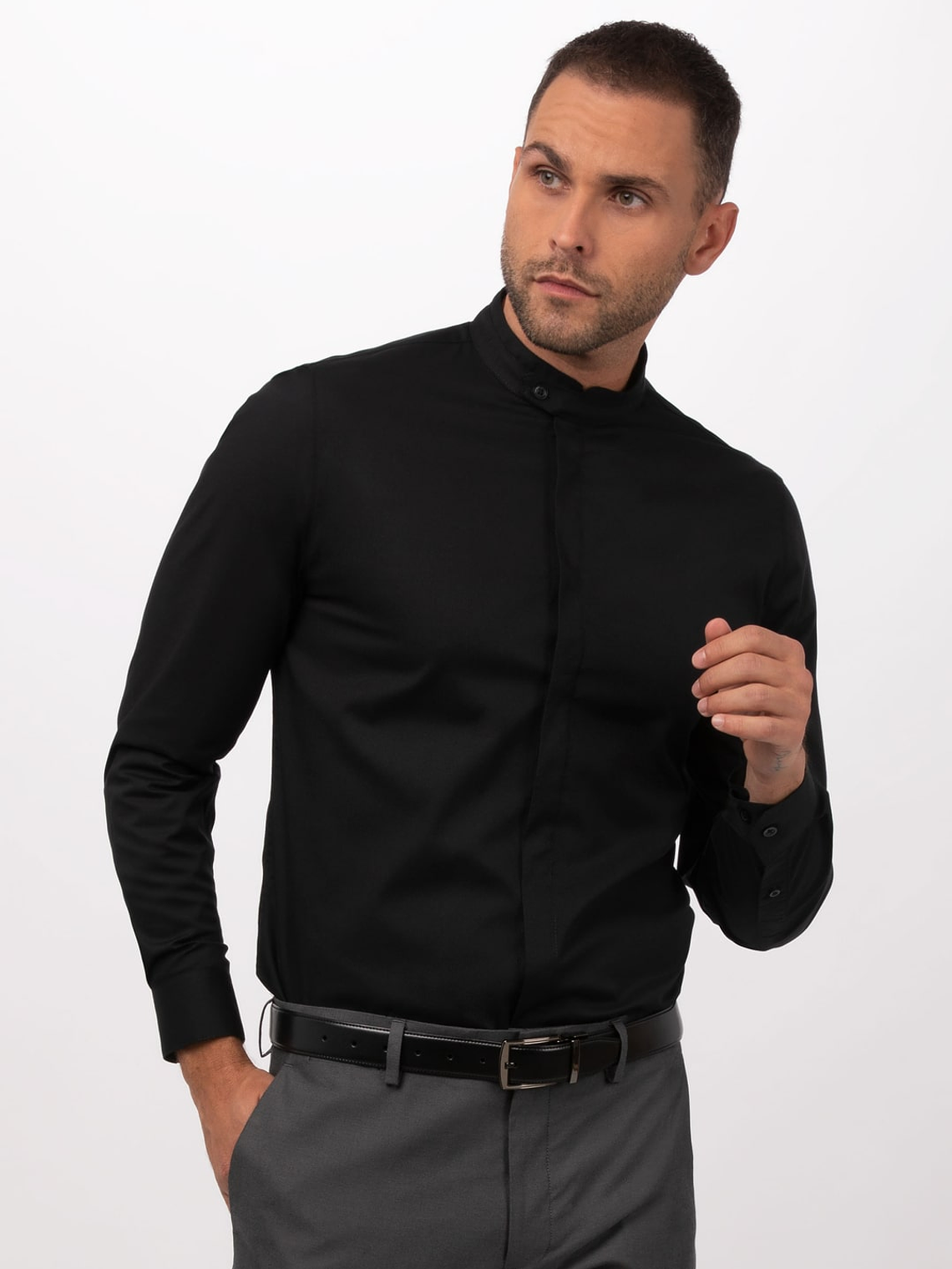 Camisa Chef Works Contemporary Unisex Formel Negra 2