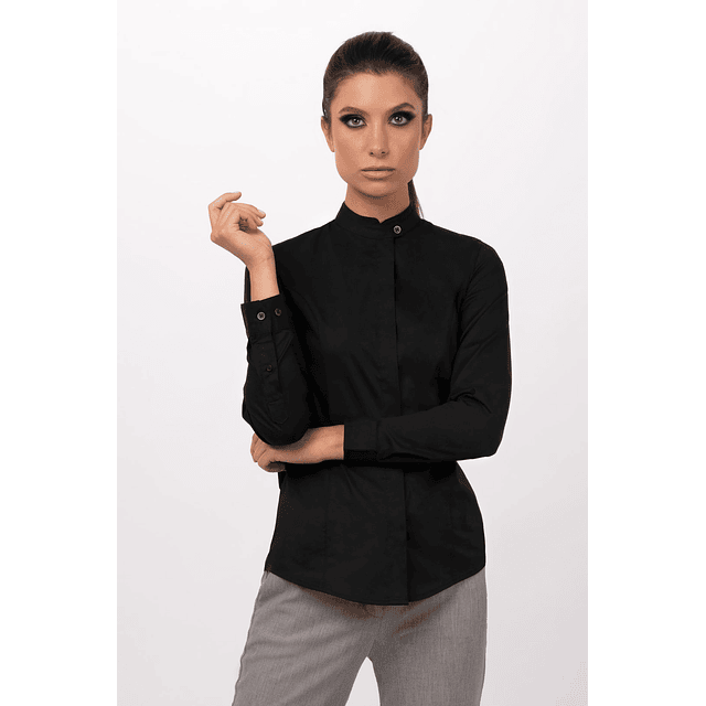 Camisa Chef Works Mujer Contemporary Formel Negra