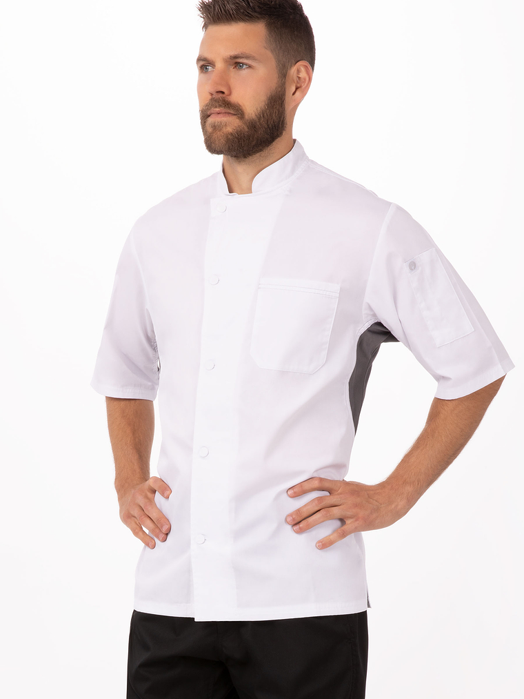 Chaqueta Chef Works Unisex Valais Blanca C/Gris 1