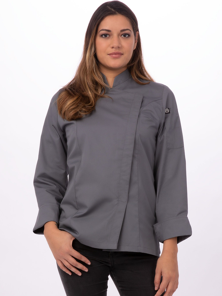 Chaqueta de Chef Mujer Chef Works Lansing Gris 1