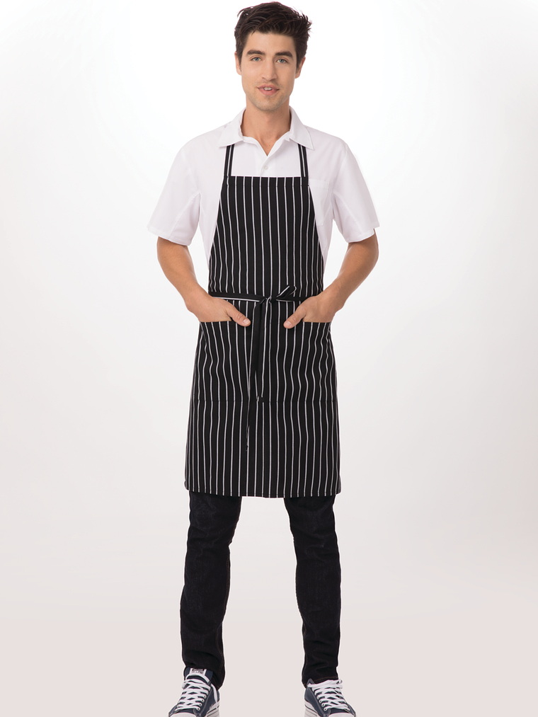 Pechera Chef Works Chalkstripe Negra 1