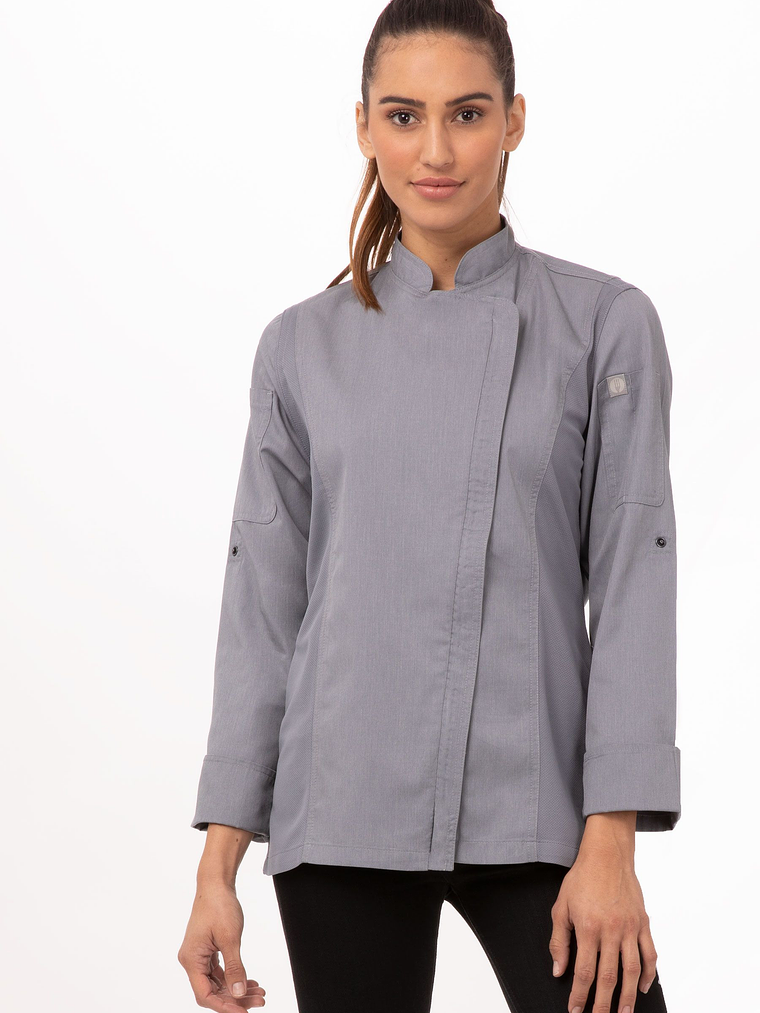 Chaqueta de Chef Mujer Chef Works Hartford Gris 1