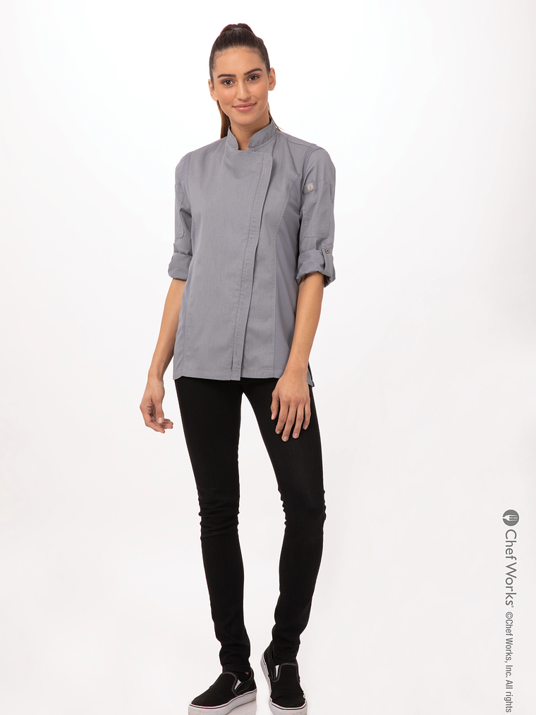 Chaqueta de Chef Mujer Chef Works Hartford Gris 3