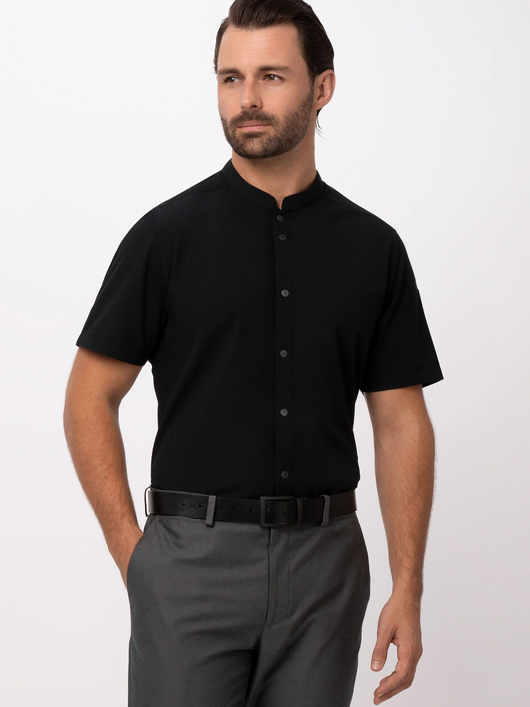 Camisa Chef Works Unisex Seersucker Negra 1