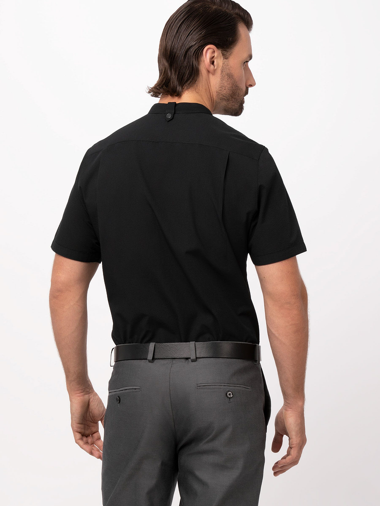 Camisa Chef Works Unisex Seersucker Negra 2