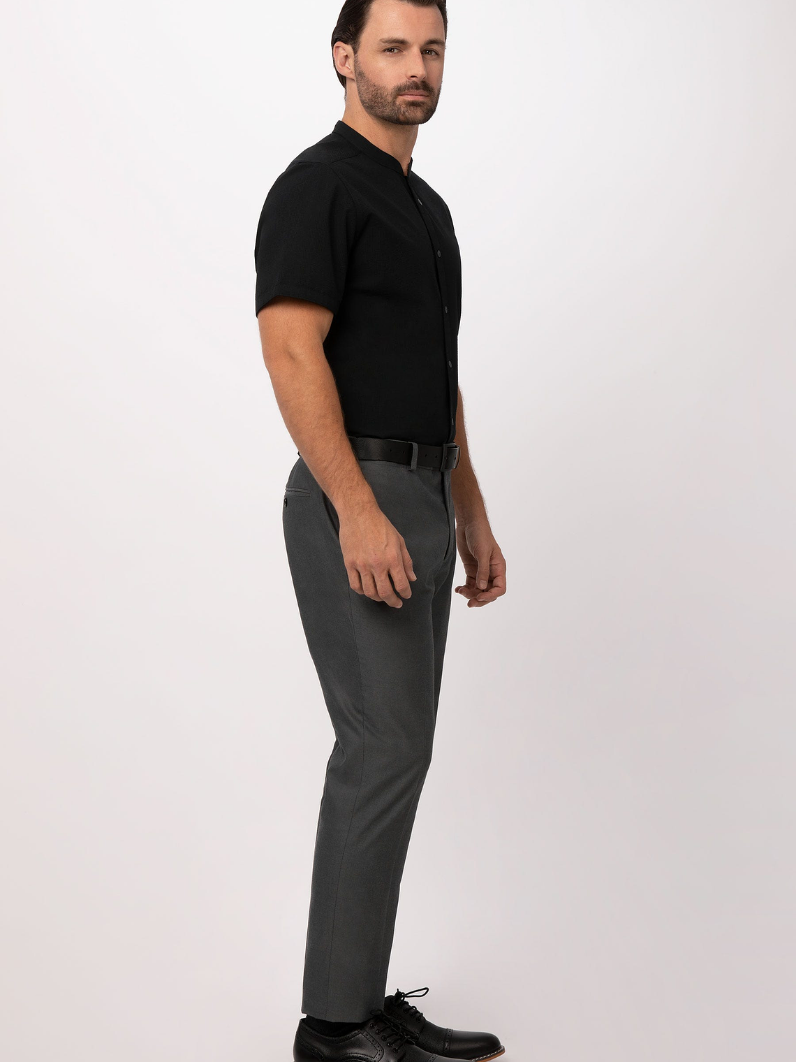 Camisa Chef Works Unisex Seersucker Negra 3