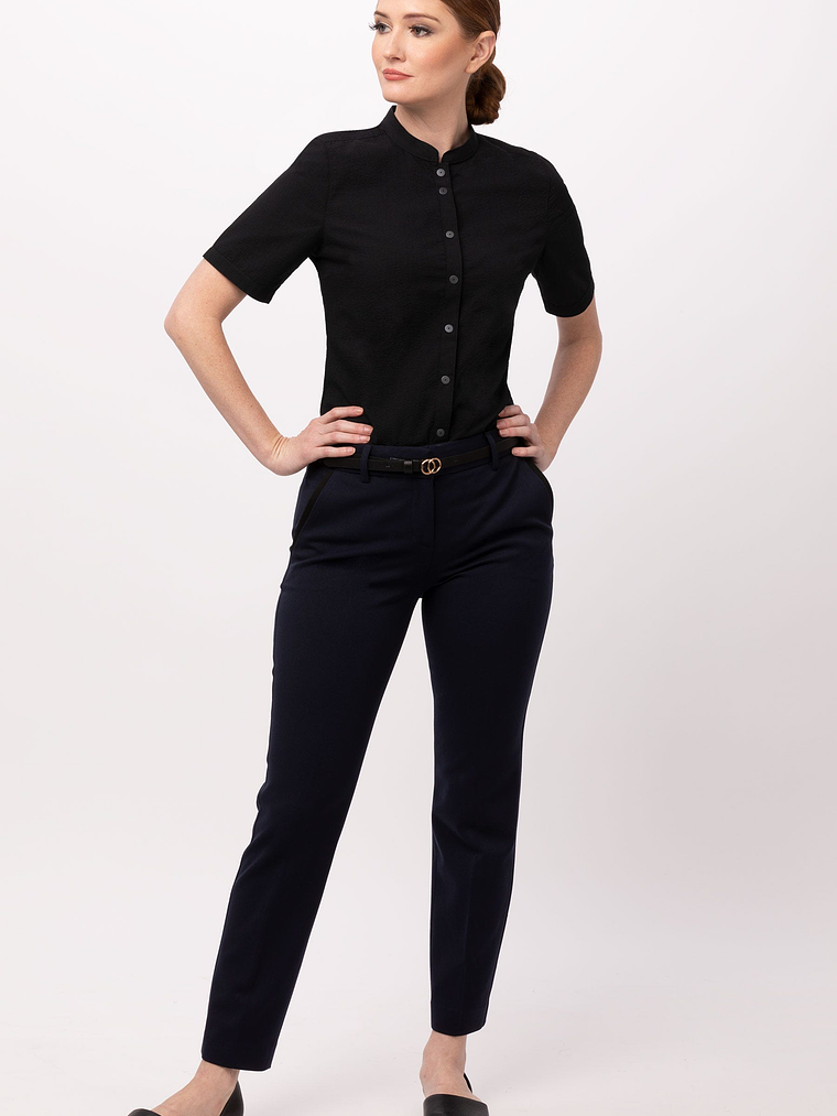 Blusa Chef Works Mujer Seersucker Negra 3