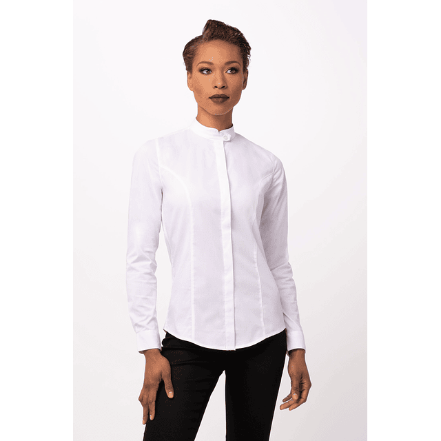 Camisa Chef Works Mujer Contemporary Formel Blanca