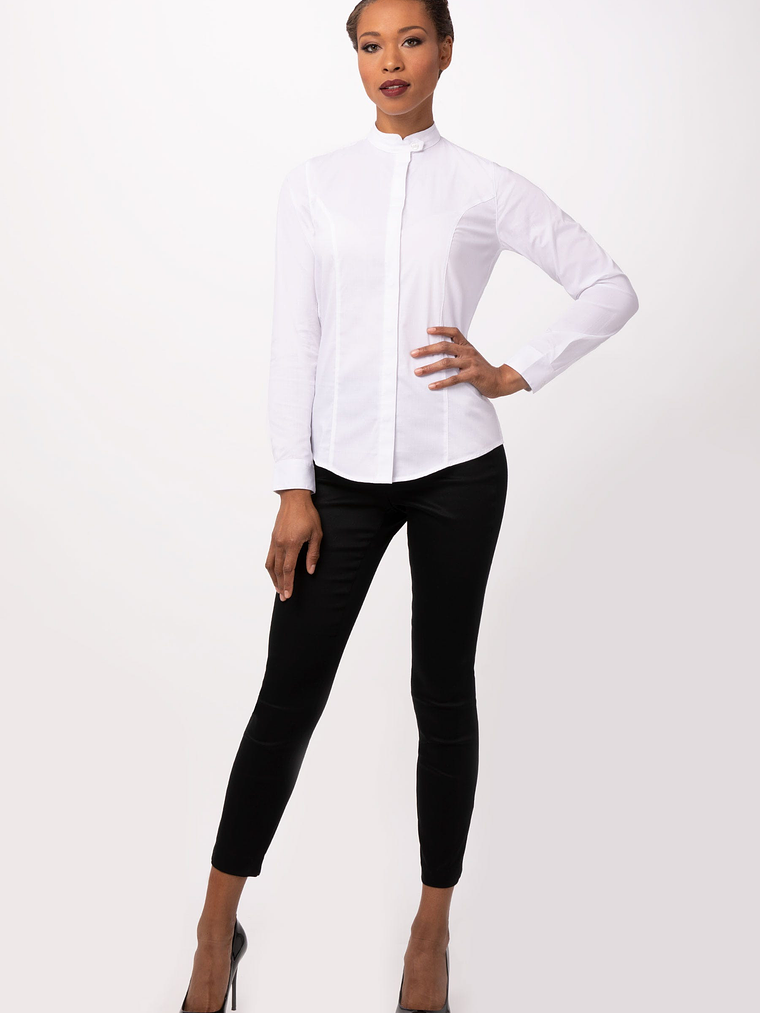 Blusa Chef Works Mujer Formel Contemporary Blanca 3