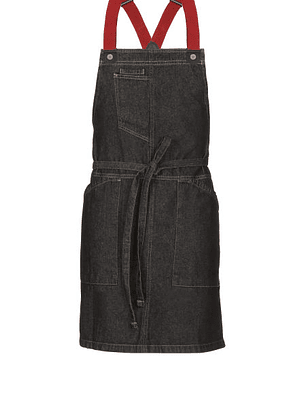 Pechera Chef Works Berkeley Con Peto Corto Negra y Tirantes Cruzados