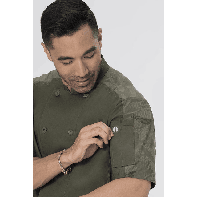 Chaqueta Chef Works Unisex Mojave Oliva Manga Corta