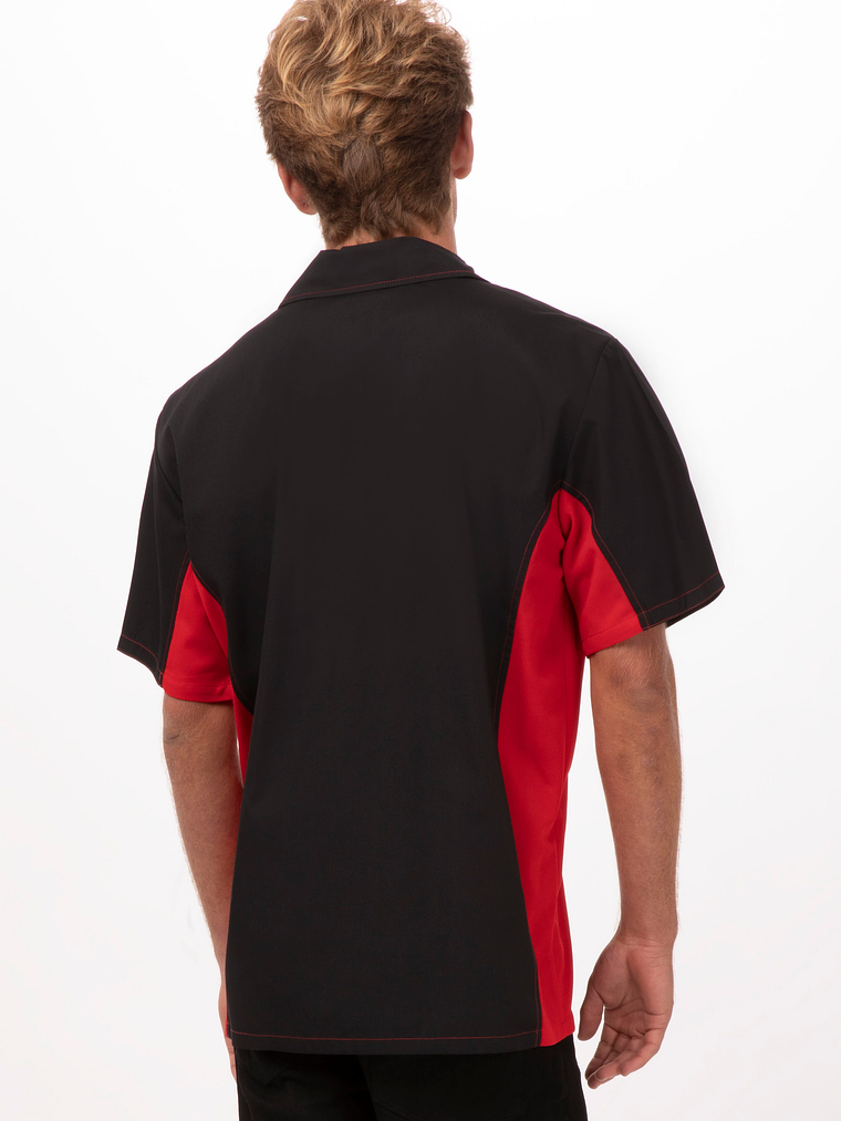 Camisa Chef Works Universal Contrast Negra con Rojo 2