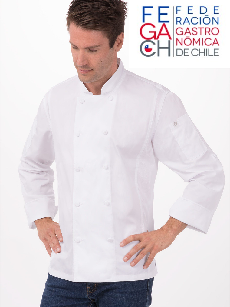Chaqueta Chef Works Bowden Blanca FEGACH con Bordados 1