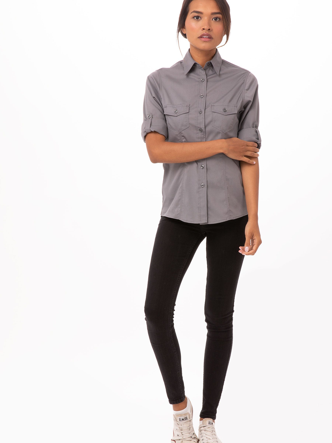 Blusa Chef Works Pilot Gris 3