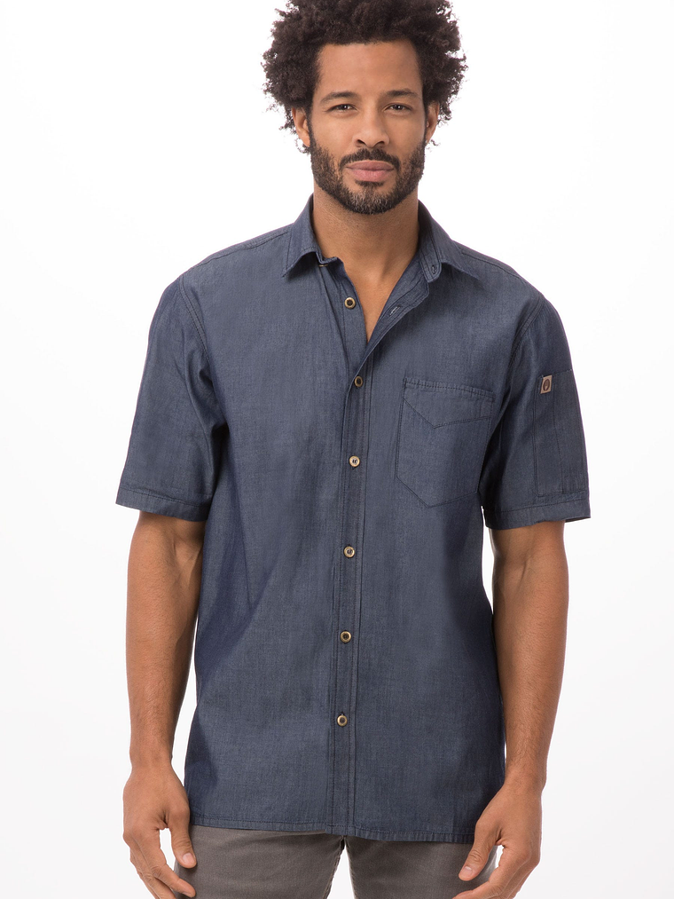 Camisa Chef Works Detroit Azul 1