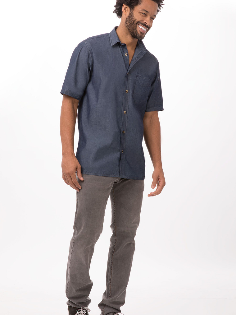 Camisa Chef Works Detroit Azul 3