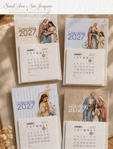 Calendário Mini Imã de Geladeira Santana e São Joaquim 2027