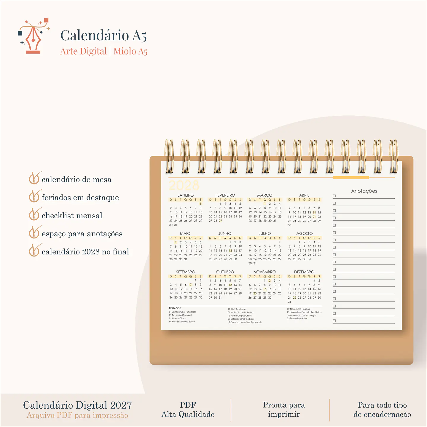 Calendário A5 2027 2