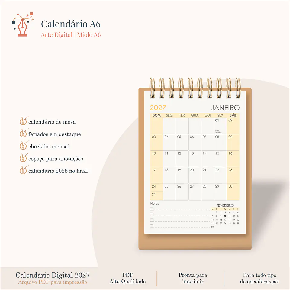 Calendário A6 Vertical 2027 5