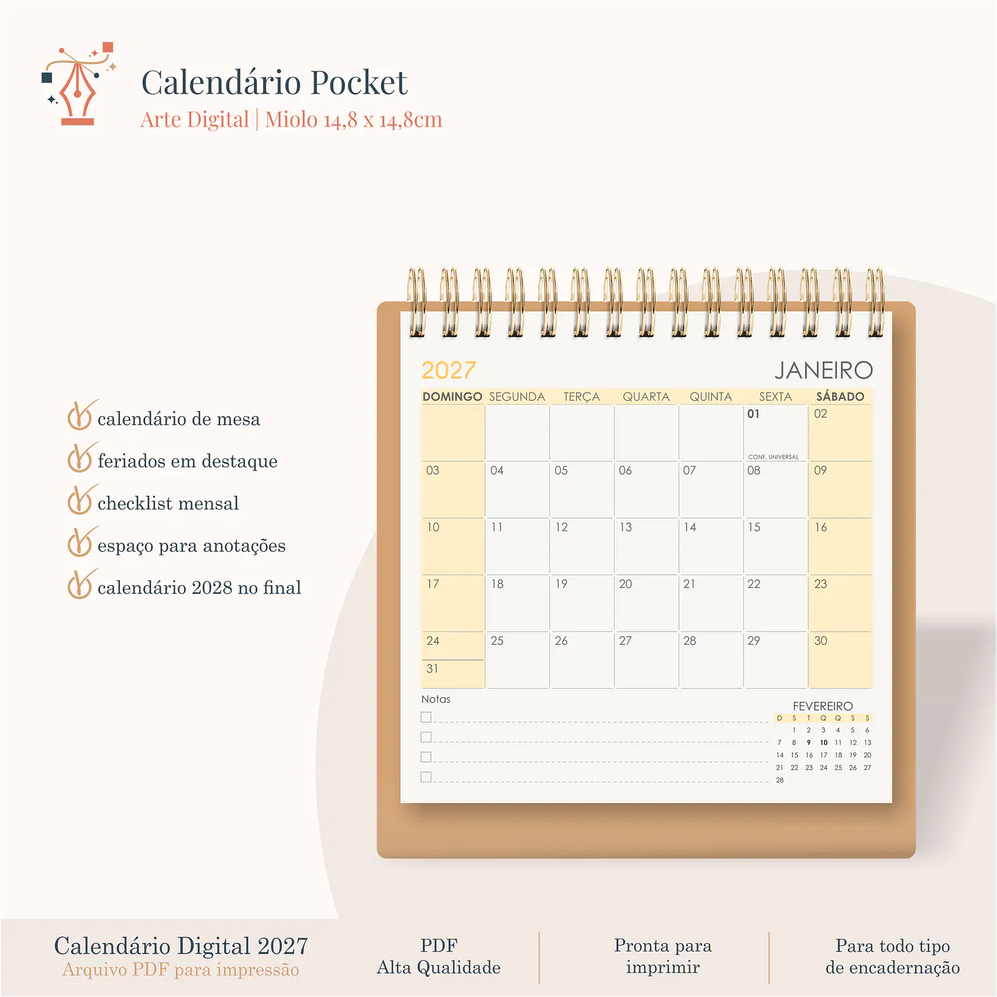 Calendário Pocket 2027 2