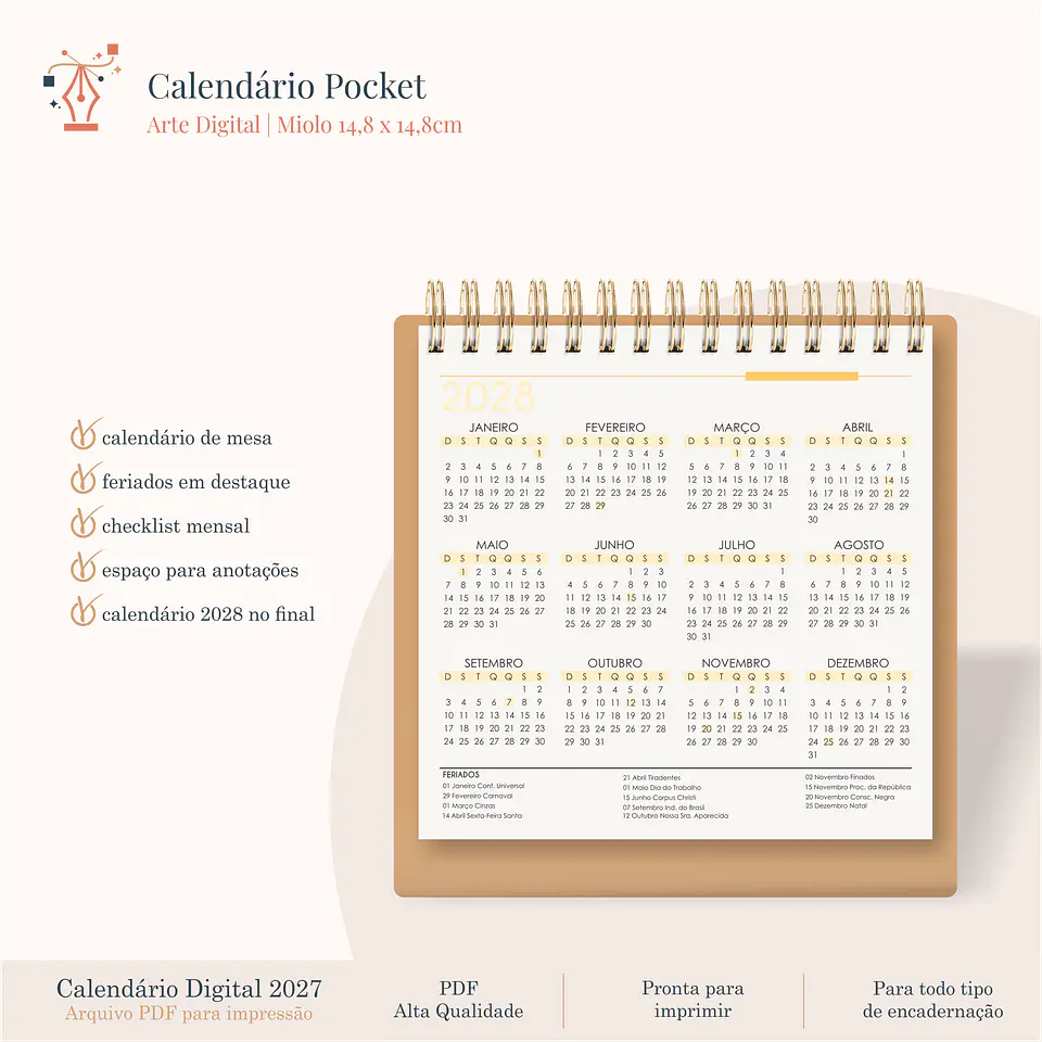 Calendário Pocket 2027 3