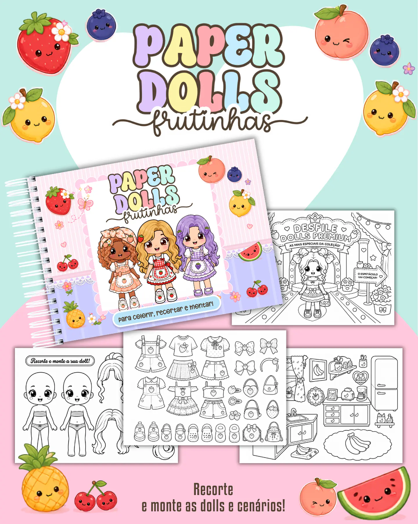 Frutinhas - Paper Dolls para colorir 1
