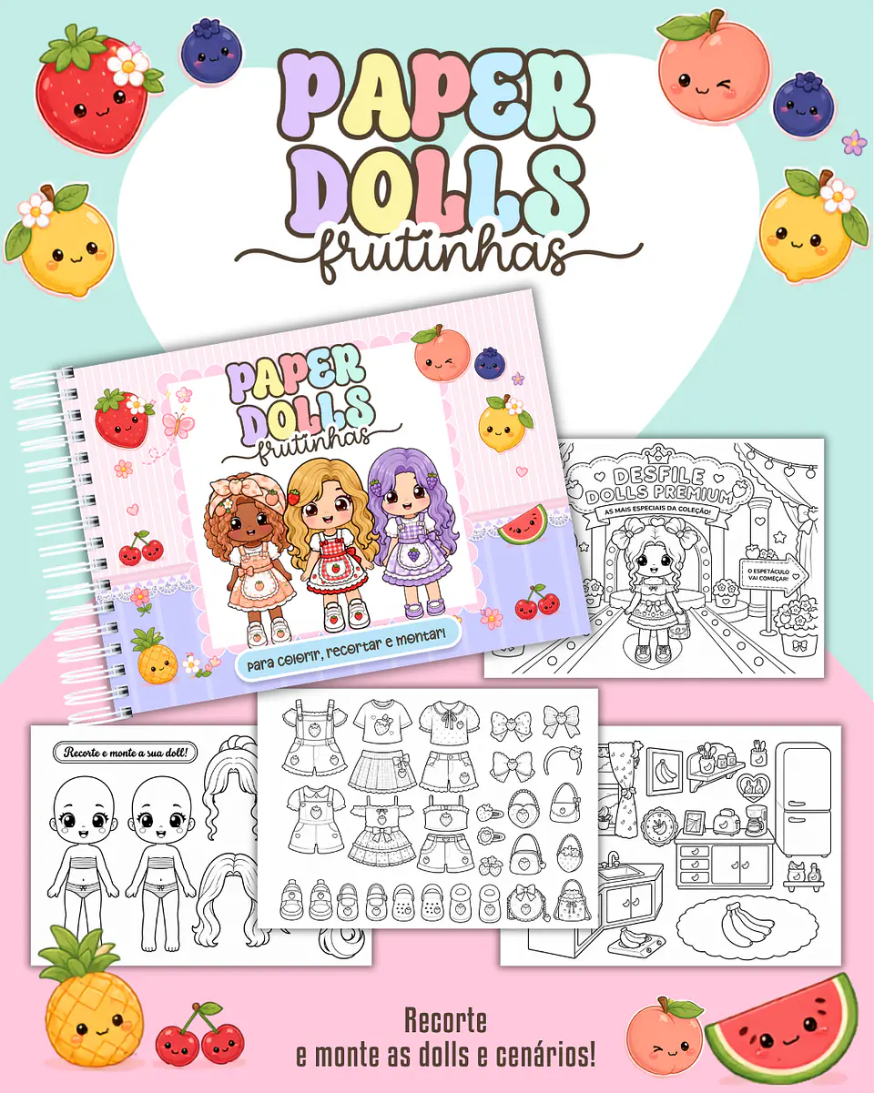 Frutinhas - Paper Dolls para colorir 1