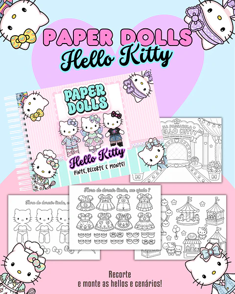 Hello Kitty - Paper Dolls para colorir