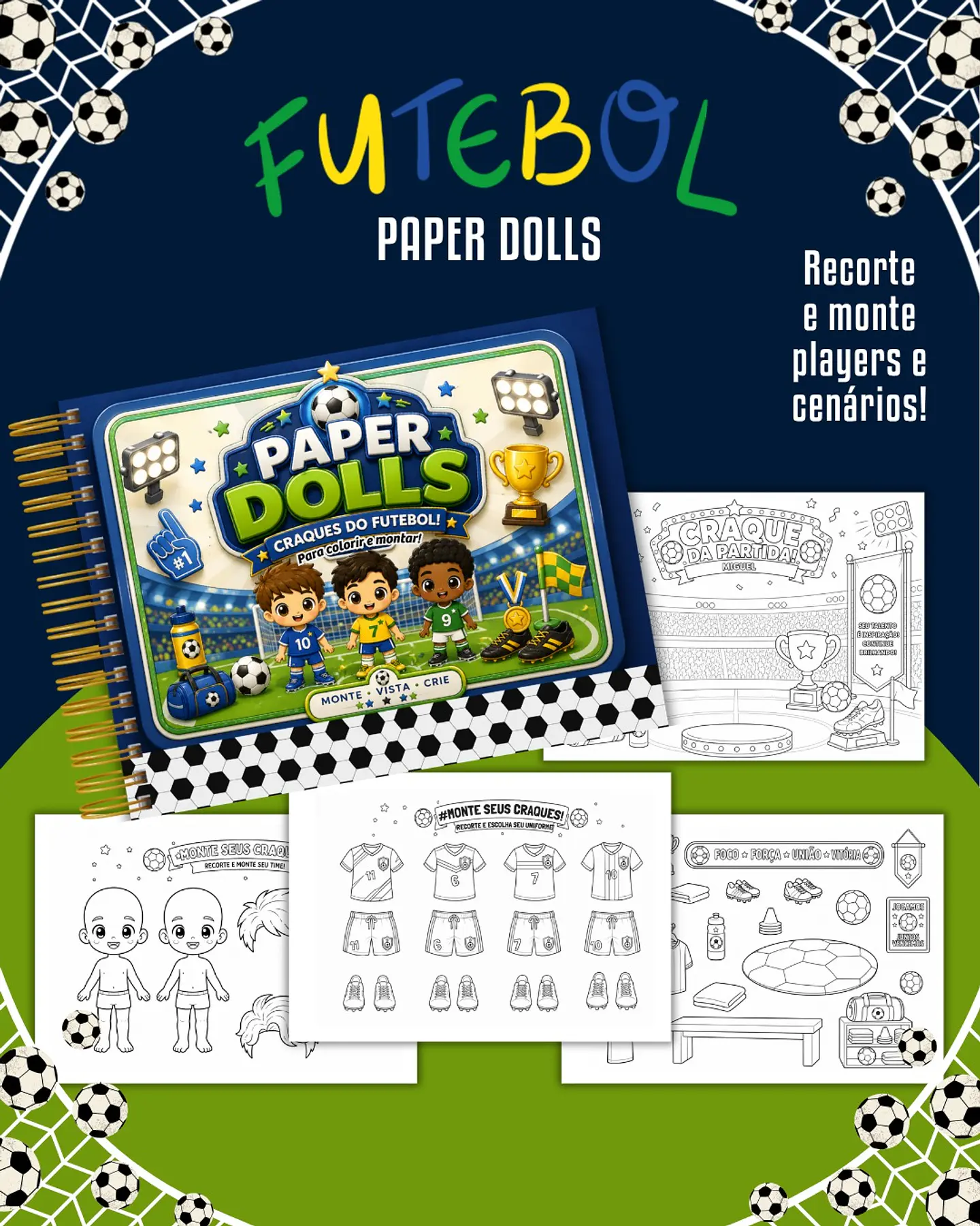 Futebol - Paper Dolls para colorir 1