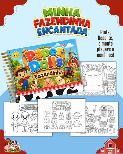 Fazendinha - Paper Dolls para colorir