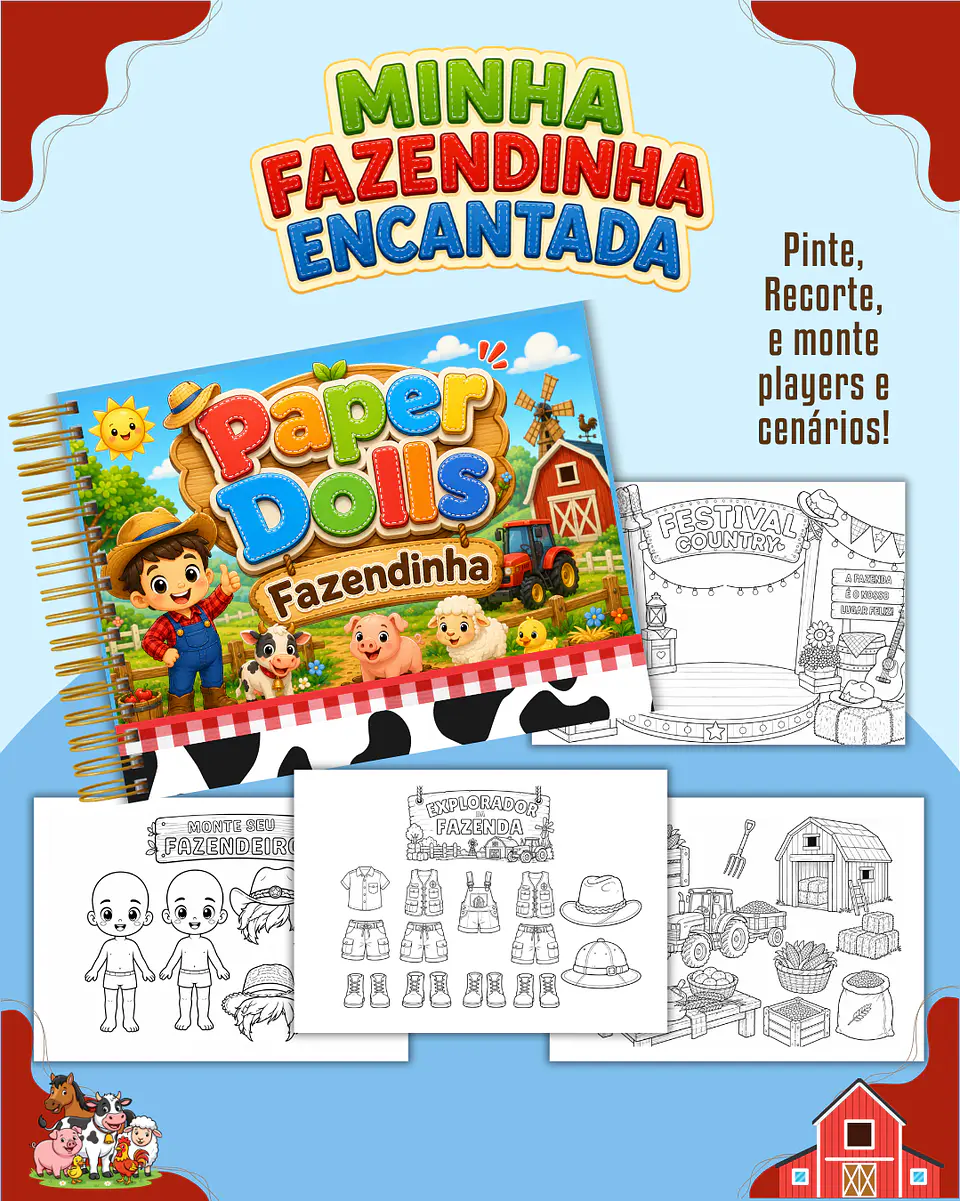 Fazendinha - Paper Dolls para colorir 1