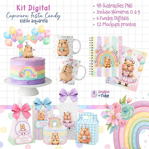 Capivara Festa Candy - Kit Digital 
