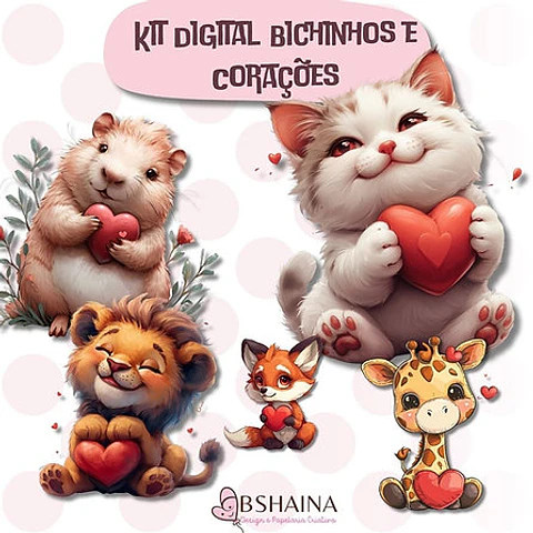 Bichinhos e Corações- Kit Digital 