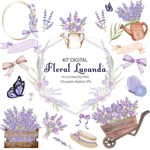 Floral Lavanda- Kit Digital