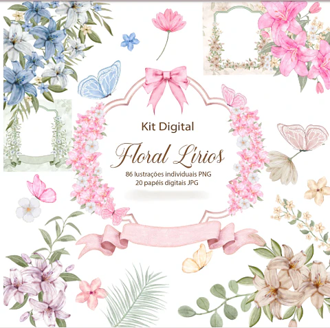 Floral Lírios- Kit Digital 