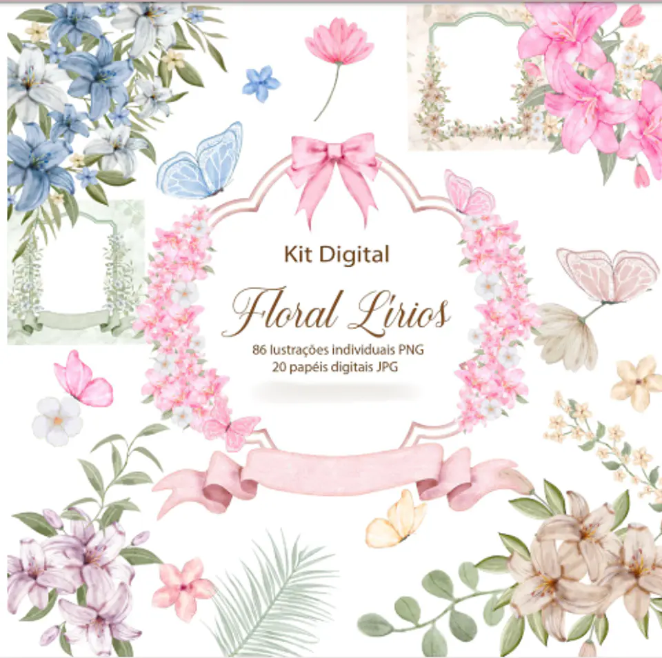 Floral Lírios- Kit Digital  1