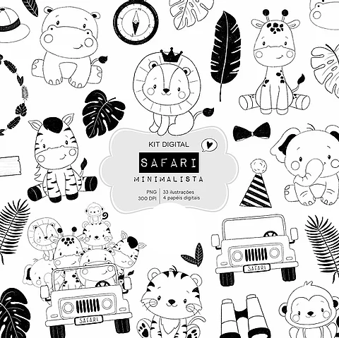 Safari Minimalista- Kit Digital 