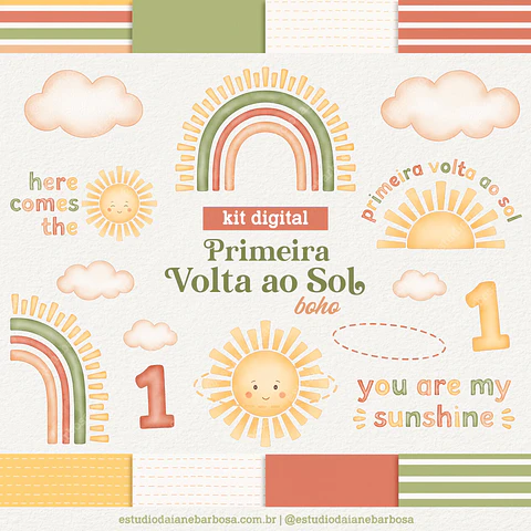 Primeira Volta ao Sol Boho- Kit Digital  