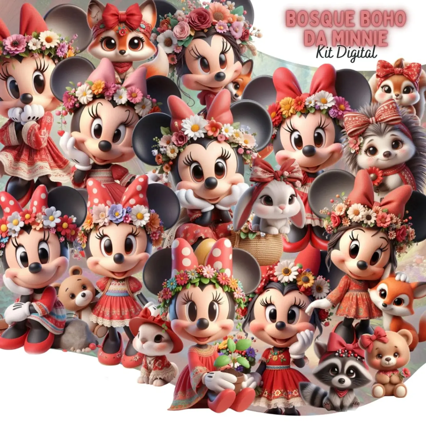Bosque Boho da Minnie - Kit Digital  1
