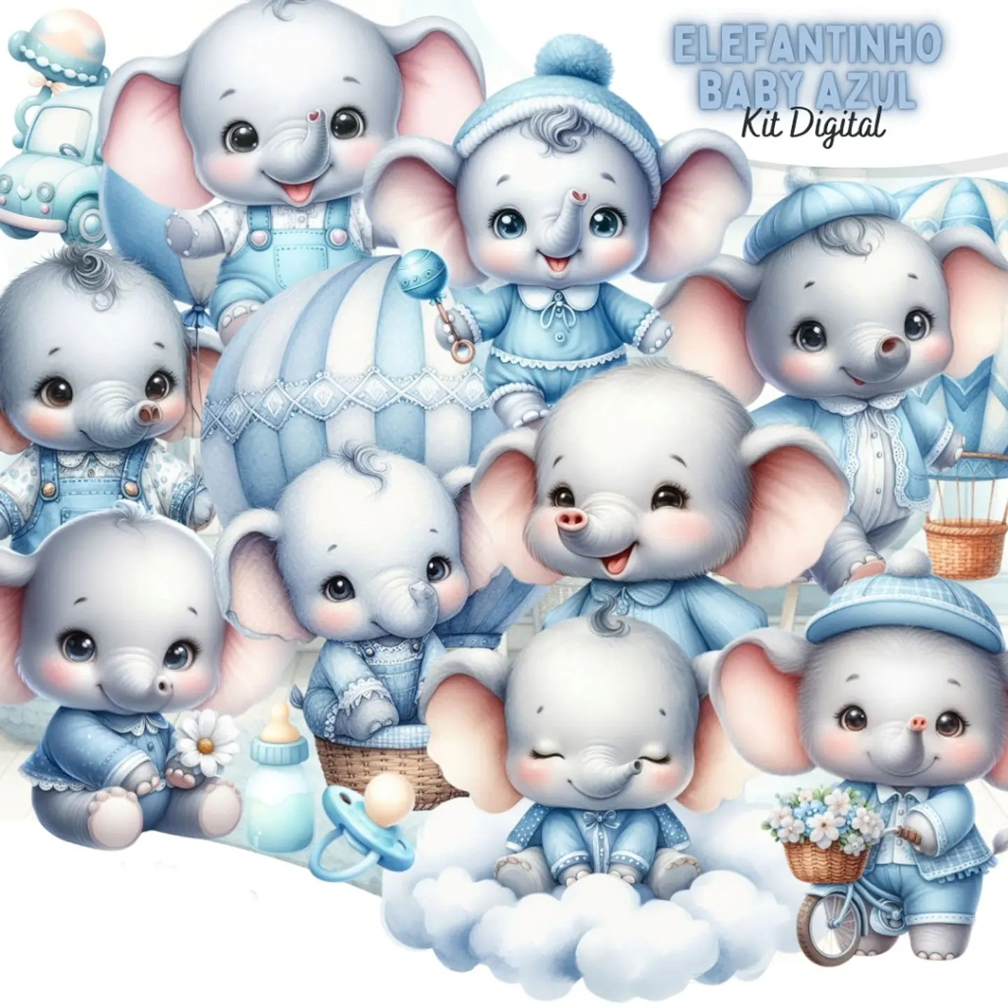 Elefantinho Baby Azul- Kit Digital  1