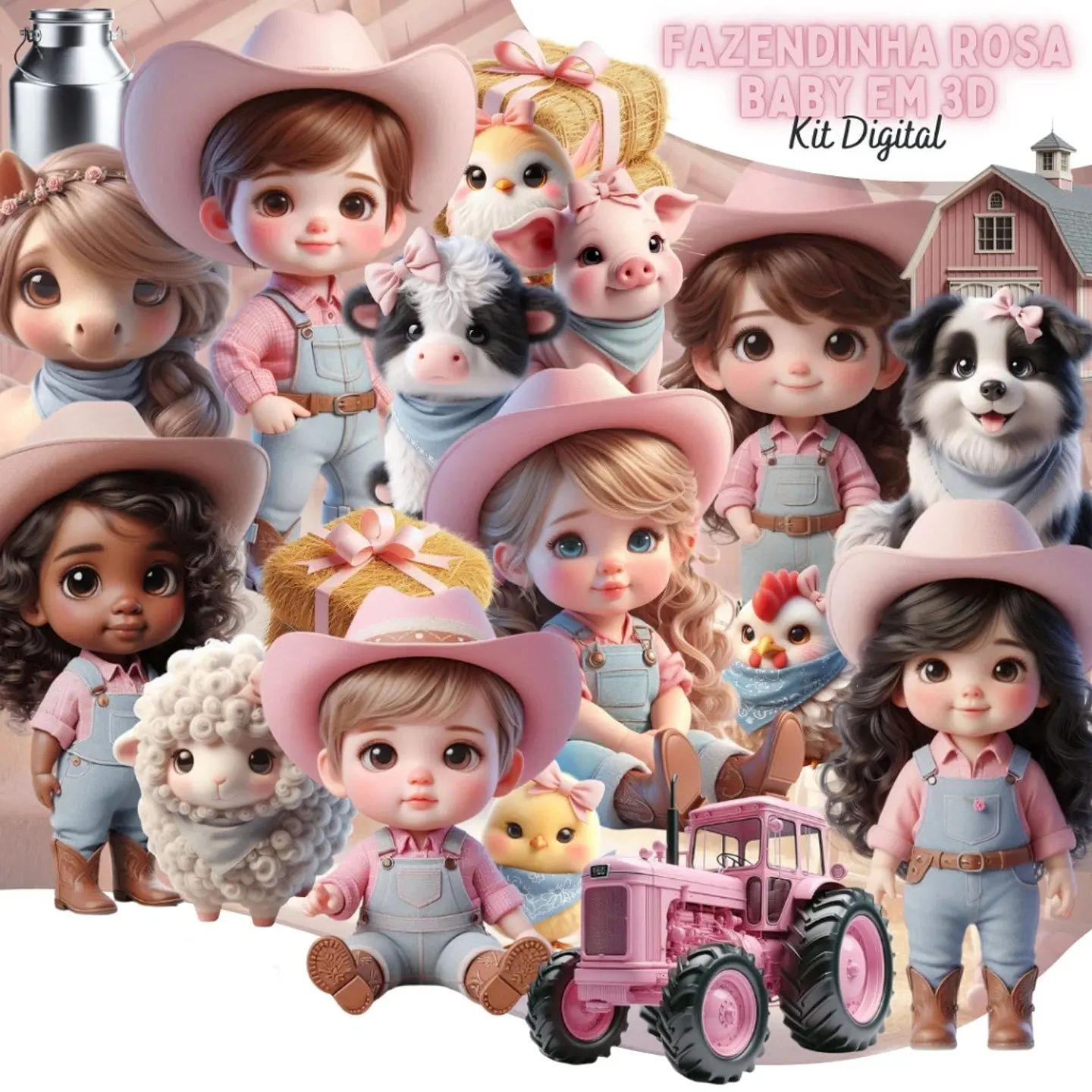 Fazendinha Rosa Baby 3D- Kit Digital 1