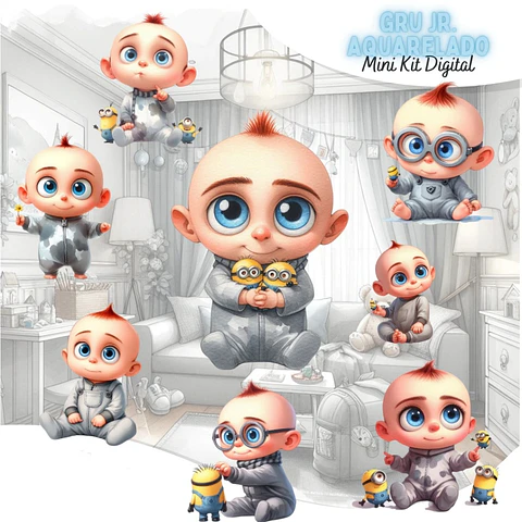 Gru Jr. Aquarela- Kit Digital   