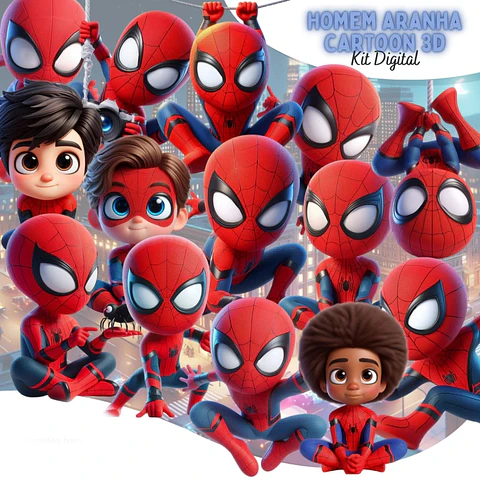 Homem Aranha Cartoon 3D- Kit Digital