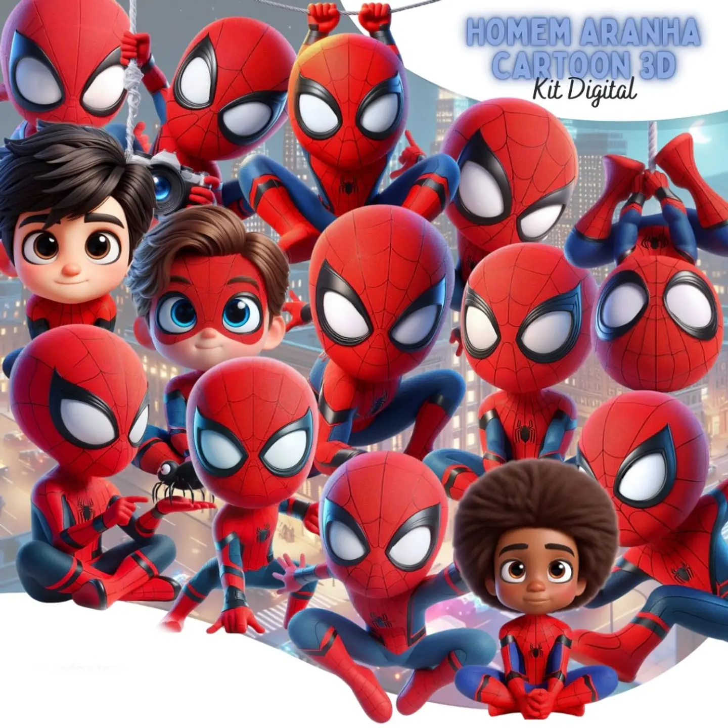 Homem Aranha Cartoon 3D- Kit Digital 1