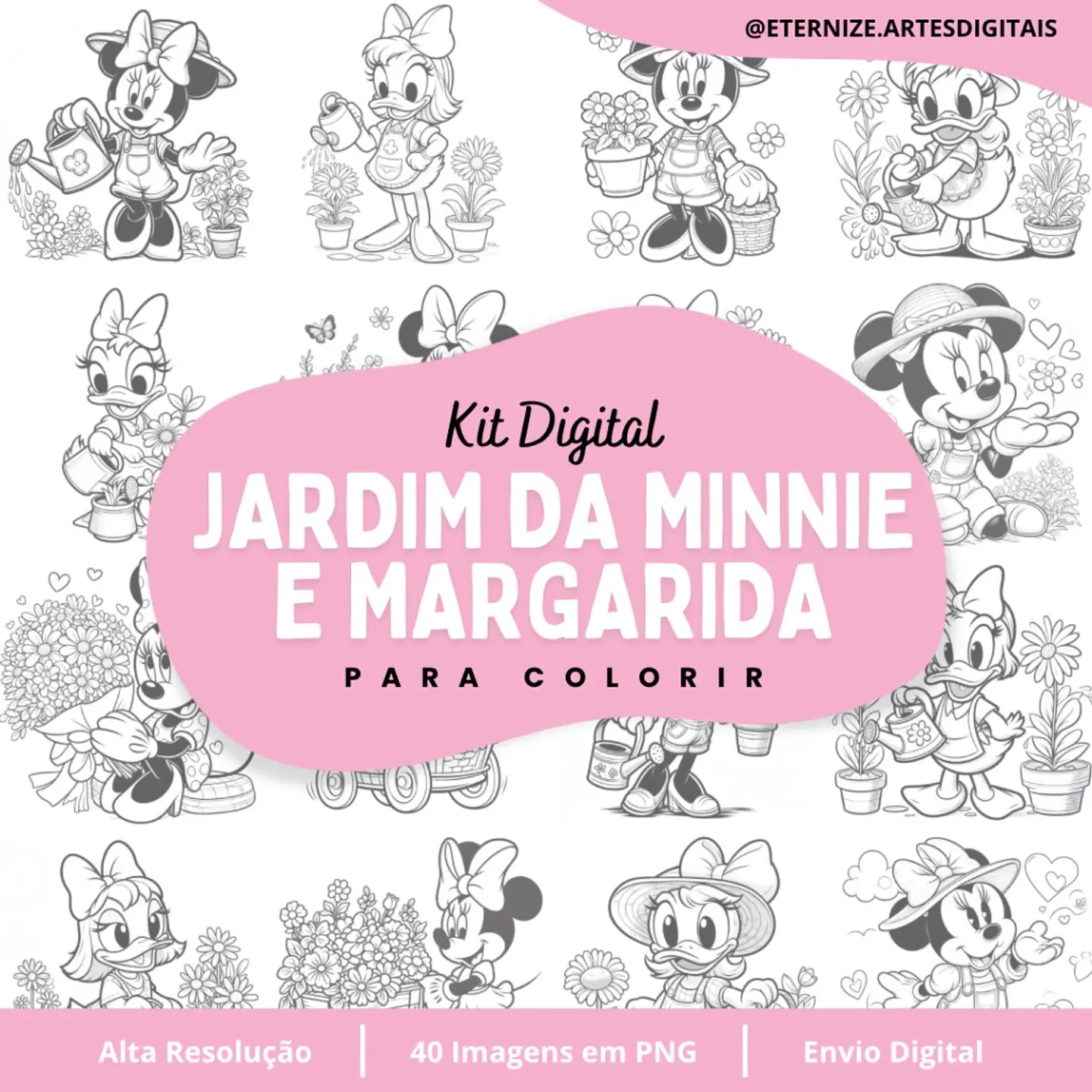 Jardim da Minnie e Margarida - Para Colorir- Kit Digital  1