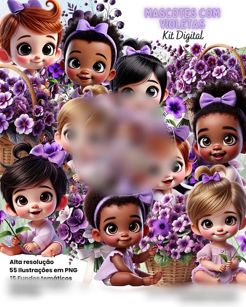 Mascote com Violetas- Kit Digital 