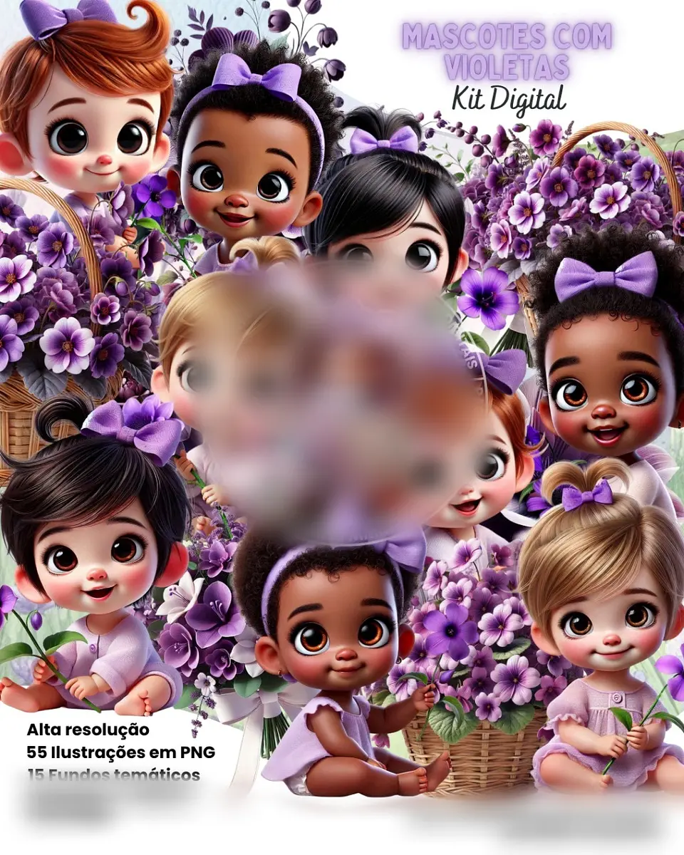 Mascote com Violetas- Kit Digital  1