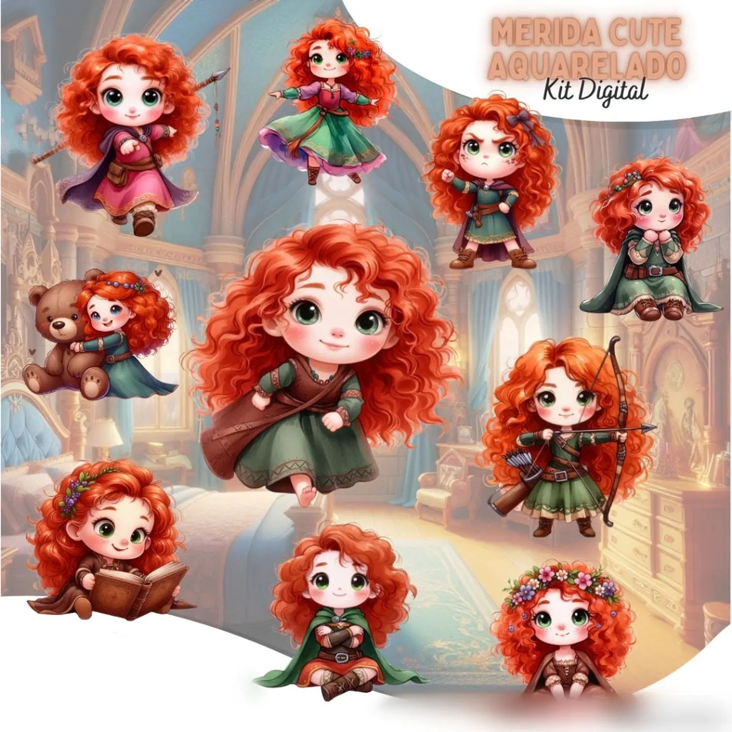 Merida Cute Aquarela- Kit Digital   1