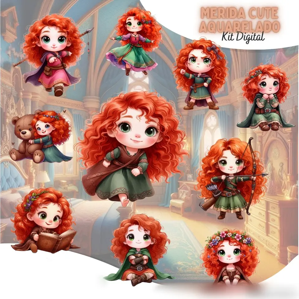 Merida Cute Aquarela- Kit Digital   1